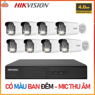  Bộ Camera Giám Sát IP POE Hikvision 8 Kênh 4.0MP Có Màu Ban Đêm Tích Hợp Mic Thu Âm 