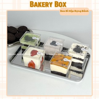 100 Ly Vuông Mica LC-6055 Đựng Bánh Mousse, Tiramisu, Panna Cotta - BAKERY BOX