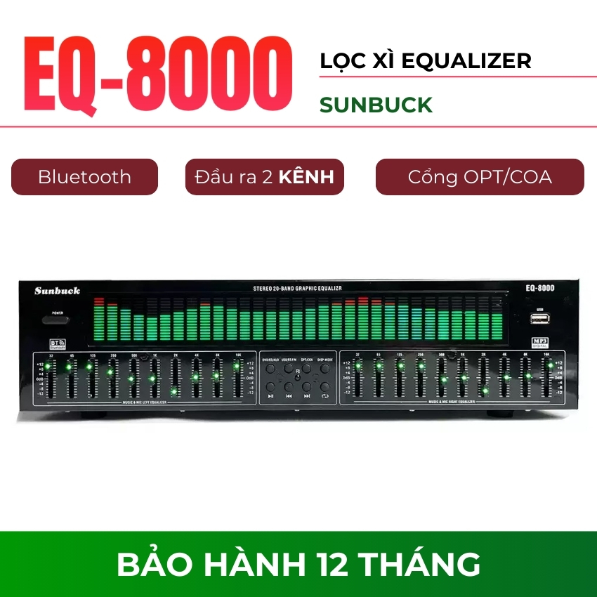  Lọc Xì Equalizer SUNBUCK EQ-8000 Lọc Tiếng Âm Thanh Chuyên Nghiệp Lọc Cực Sạch Không Tạp Âm,Tiếng Cực Hay Chống Hú 