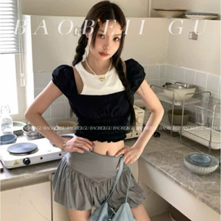 |BAOBEII.GU| Áo croptop Bonnie tay phồng phối cổ dạng balo_ Bonnie Top- có bigsize