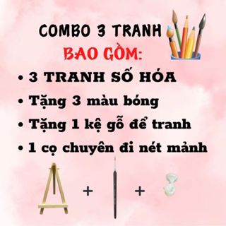 [LUCKY BOX] Combo 3 tranh số hóa tự chọn theo chủ đề size 20x20 đã căng sẵn khung, kèm màu và cọ vẽ