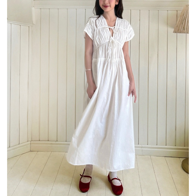 DOB - Váy dáng suông cổ V rút nhúng Moca Dress | BigBuy360 - bigbuy360.vn