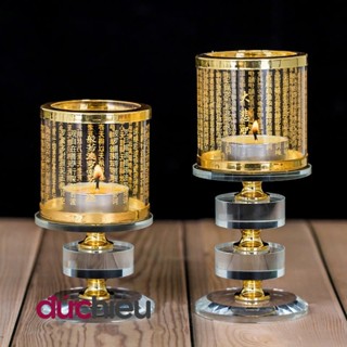 [ Hàng bao chất lượng ] Đế nến pha lê in chú đại bi cao cấp, cốc đựng nến để bàn thờ cúng - Đức Hiếu Shop