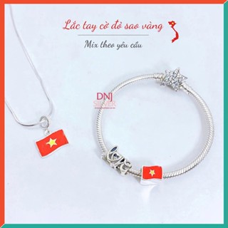 Charm bạc 925 cao cấp, hàng chuẩn bạc - Charm Cờ Việt Nam thích hợp để mix vòng tay charm