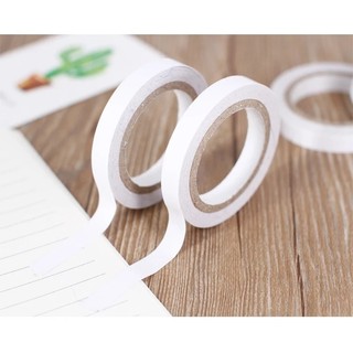 Băng keo 2 mặt mini bản nhỏ 8mm*6m, băng dính hai mặt rẻ cuộn hình tròn dạng kéo siêu dính dán quần áo giấy móng đa năng