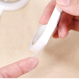 Băng keo 2 mặt mini bản nhỏ 8mm*6m, băng dính hai mặt rẻ cuộn hình tròn dạng kéo siêu dính dán quần áo giấy móng đa năng