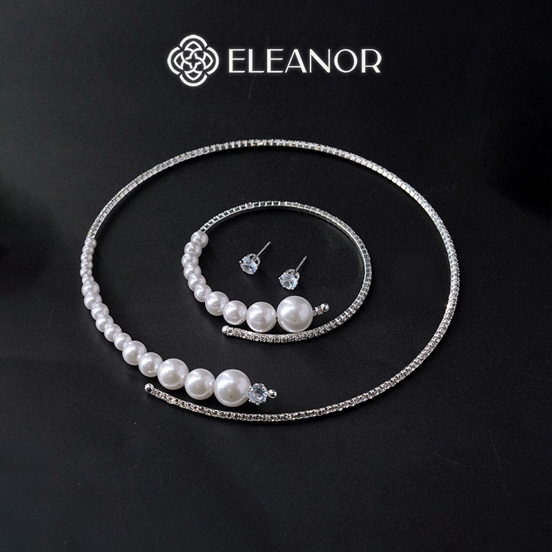 Dây chuyền bông tai vòng tay Eleanor Accessories bộ trang sức đính đá phụ kiện trang sức 8268