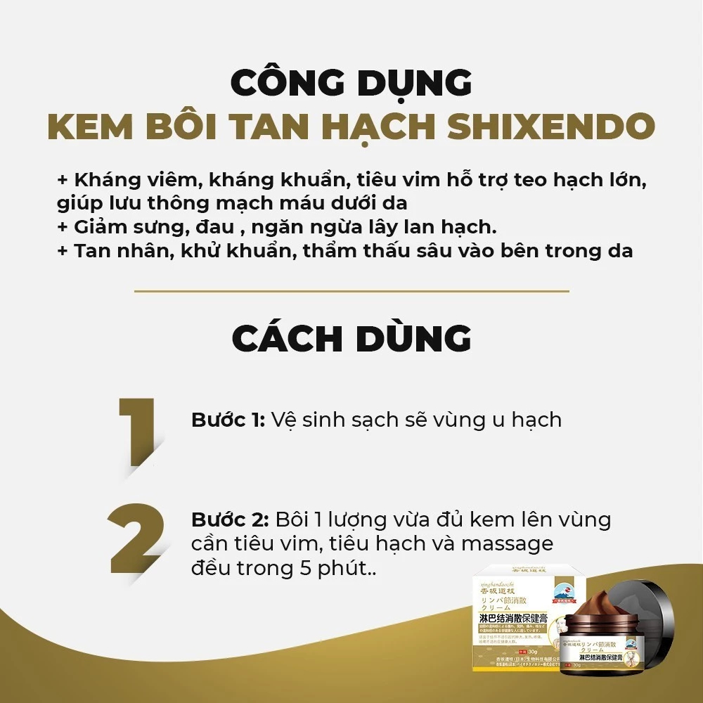 Kem mờ hạch bạch huyết Shixendo Nhật Bản 30g - Kem Shixendo giảm u hạch, u mỡ, u tuyến giáp đơn giản tại nhà