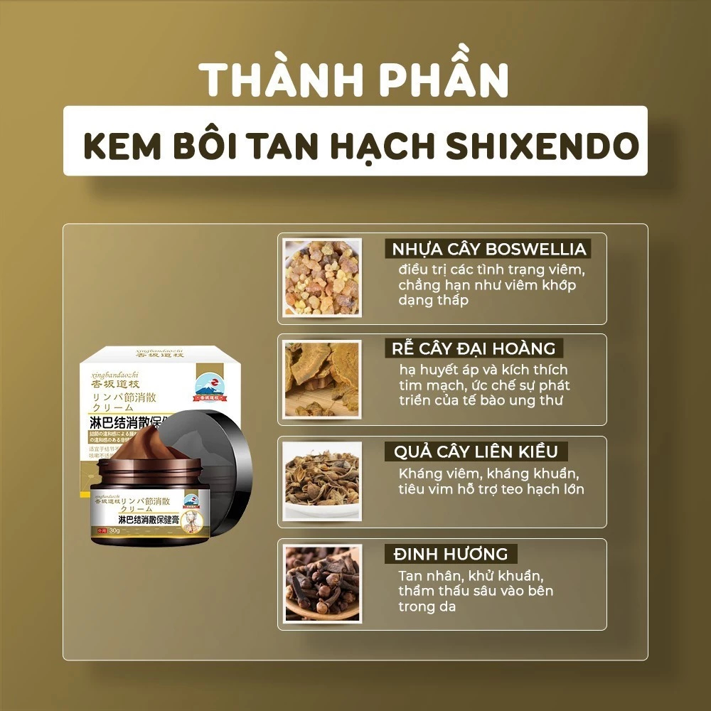 Kem mờ hạch bạch huyết Shixendo Nhật Bản 30g - Kem Shixendo giảm u hạch, u mỡ, u tuyến giáp đơn giản tại nhà