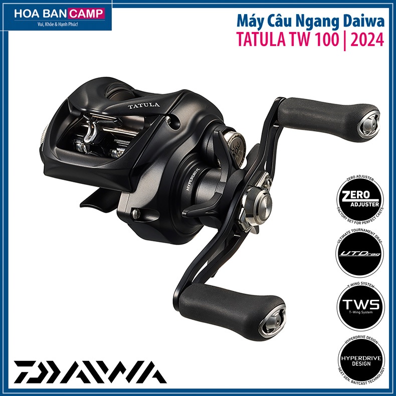 Máy Câu Ngang Daiwa Tatula TW 100 | 2024 - HyperDrive Design, T-Wing System, UTD Drag, A7075 Spool