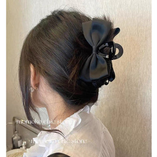 Kẹp tóc ngoạm càng cua đính nơ lụa satin cho nữ K61