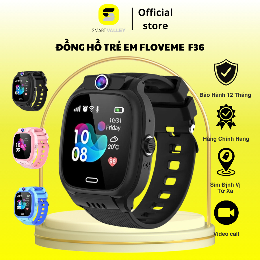 Đồng Hồ Thông Minh Trẻ Em Floveme F36, 4G/Gọi Video, Lắp Sim Nghe Gọi - Định Vị, Giám Sát, Chống Nước - Có Tiếng Vi