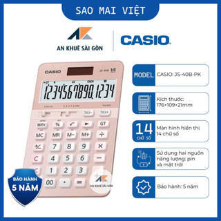 [Chính Hãng]  Máy tính cao cấp Casio JS-40B-PK màu hồng dành cho kế toán, shop bán hàng - BH 5 năm