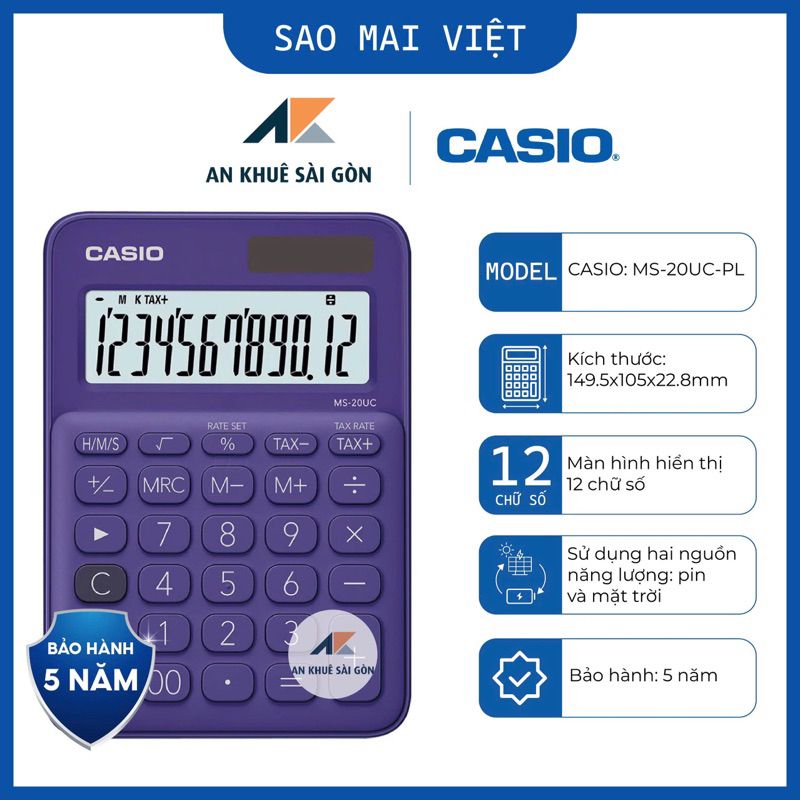 [Sắc màu mới] Máy tính Casio MS-20UC-PL Chính Hãng