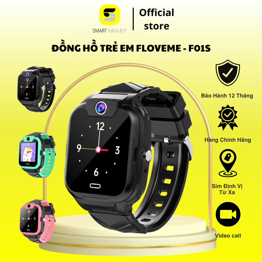 Đồng Hồ Trẻ Em Floveme - F01s, Đồng hồ Thông Minh Nghe Gọi Video Call, Chống Nước, Báo Thức, Định Vị Chính Xác