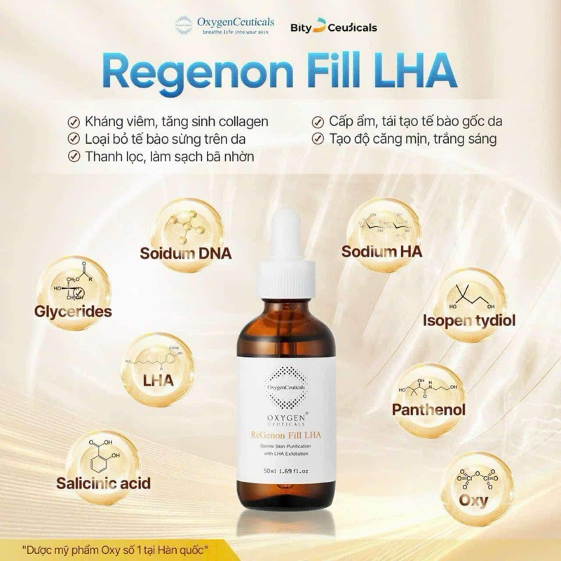 (ĐMN) Peel căng bóng Regenon Fill LHA Oxygen 50ml