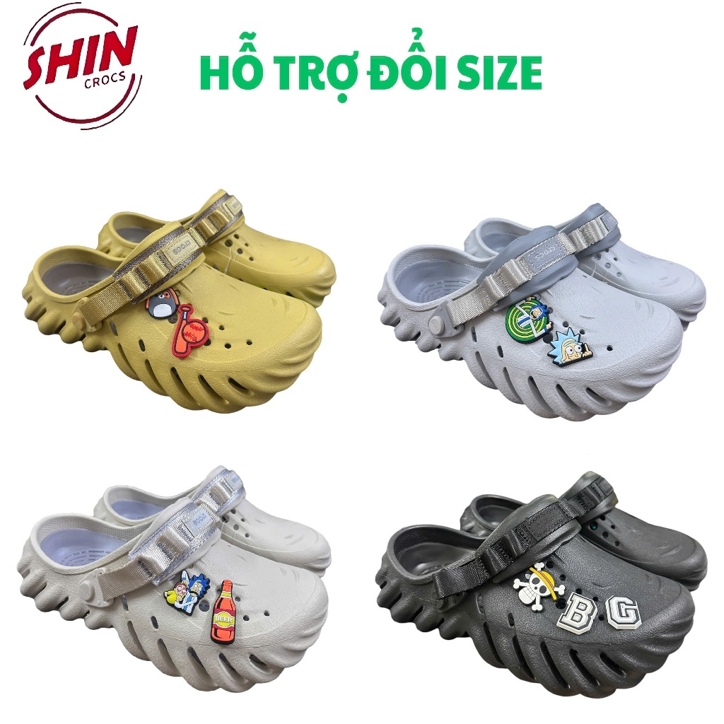  Mẫu dép crocss echo clog đủ màu quai dù dép cho nam nữ tặng kèm 12 sicker size 36 37 38 39 40 41 42 43 44 45 