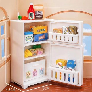  Tủ Lạnh Mini Màu Trắng Trang Trí Nhà Búp Bê Làm Đồ Thủ Công DIY Dollhouse 