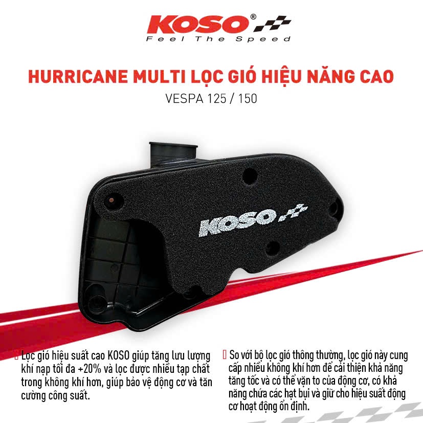 Lọc gió xe Vespa125/150 (chính hãng KOSO)