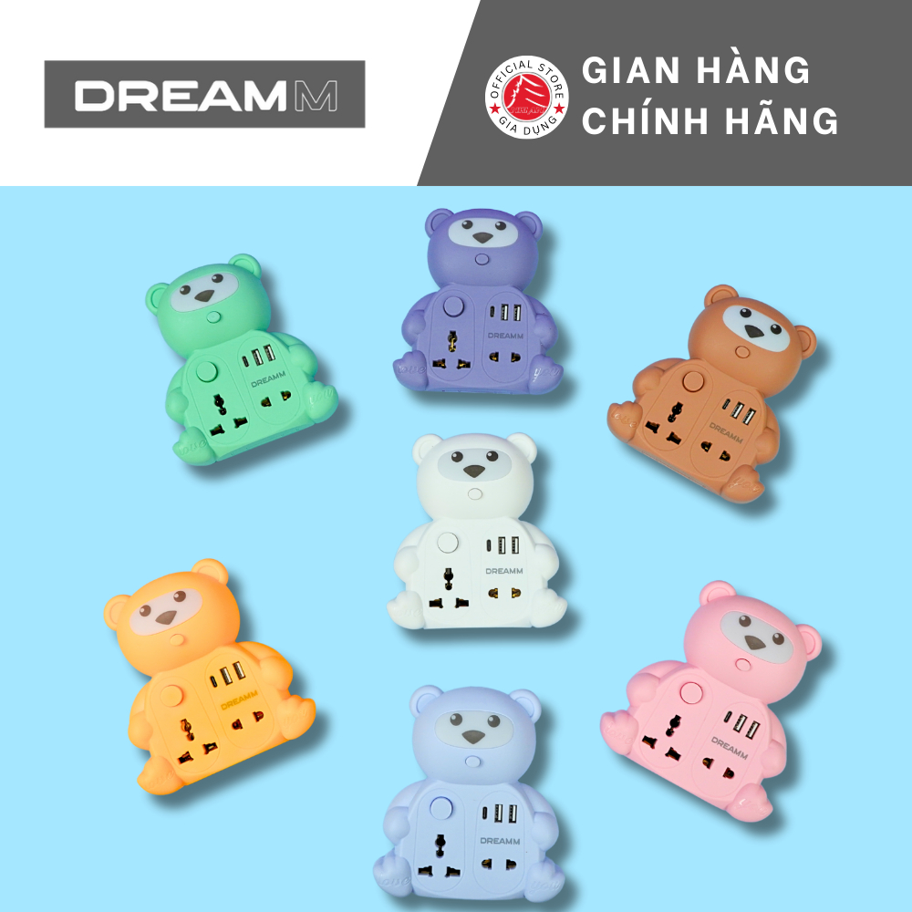  DREAMM Đèn ngủ đa năng 4in1 hình gấu tích hợp cắm điện đầu typc-C USB 