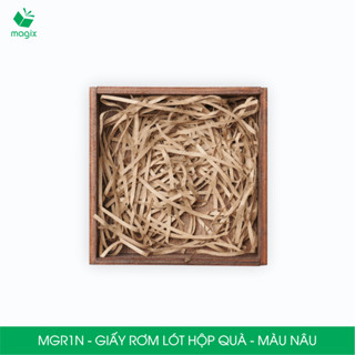 Combo 100 gam giấy rơm lót hộp quà màu nâu - Giấy sợi rơm trang trí - Giấy vụn chống sốc - MGR1N