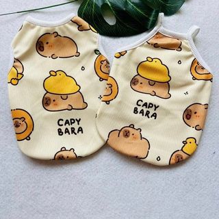 Áo Thun Gân Co Giãn 4 Chiều Cho Chó Mèo Từ 1-20Kg Hoạ Tiết Capybara Freeship