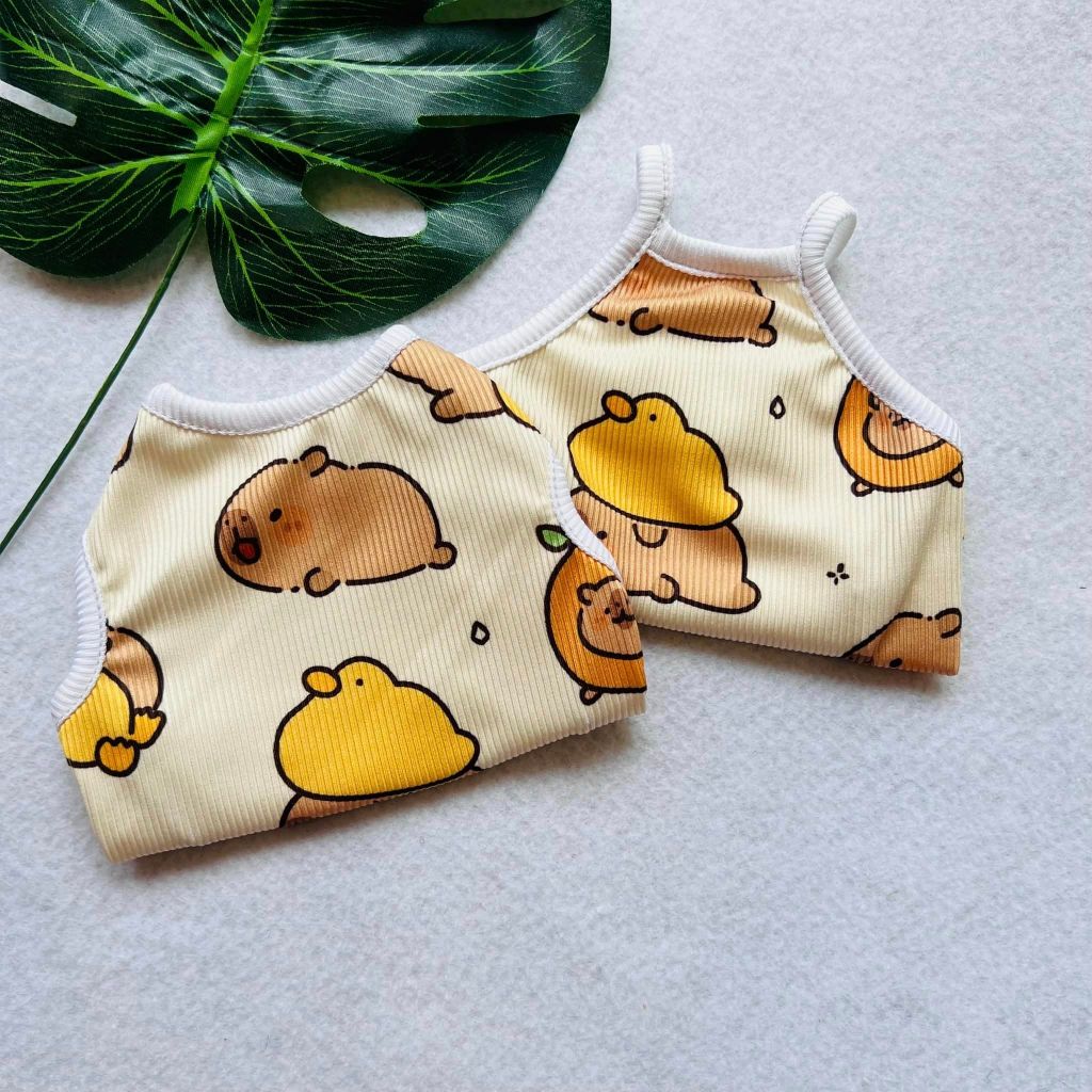 Áo Thun Gân Co Giãn 4 Chiều Cho Chó Mèo Từ 1-20Kg Hoạ Tiết Capybara Freeship