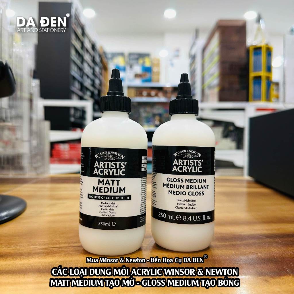 [DA ĐEN - QUẬN 3] Dung Môi Acrylic Aritst - Gloss Medium Tạo Bóng và Matt Medium Tạo Mờ của Winsor &