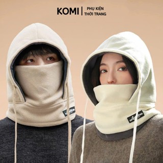 Mũ trùm đầu KOMI nón kèm khẩu trang nam nữ đi xe có dây rút giữ ấm chống lạnh mùa đông