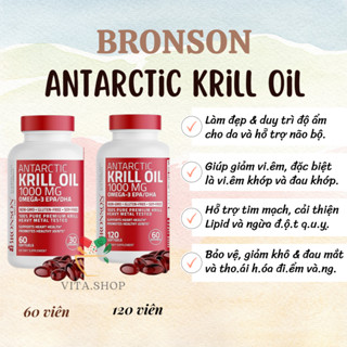 Dầu Nhuyễn Thể Bronson Antarctic Krill Oil Omega 3 EPA/DHA 1000mg -Viên Uống Bổ Mắt, Hỗ Trợ Tim Mạch