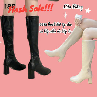 Bốt Đùi Boot Nữ Cao Cổ Da Mờ có Dây Kéo Khóa Sau gót cao 7 phân cổ bằng và Boot nữ cổ V 9812/611