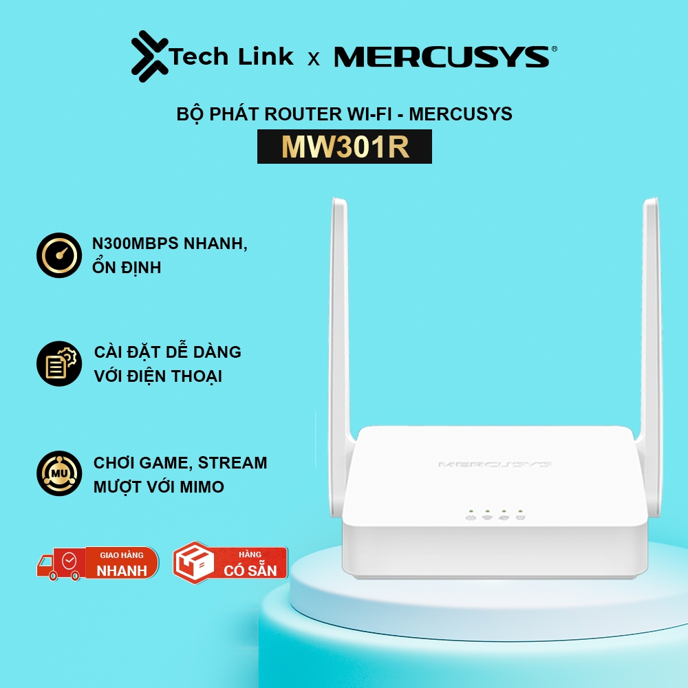 [Hỏa tốc] Bộ Phát Router Wi-Fi Mercusys MW301R Chuẩn N Tốc Độ 300Mbps