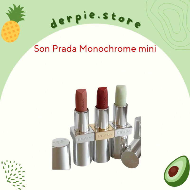 [ MINISIZE ] Son dưỡng U00 / Son thỏi lì 𝐏𝐫𝐚𝐝𝐚 Monochrome vỏ kim loại sang chảnh B01 / B02 / B03 / B