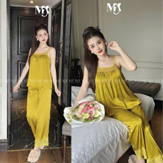 (MK10) Đồ Ngủ 2 Dây Dài, Đồ Ngủ Sexy lụa Latin cao cấp mềm mại xinh xắn < 65KG