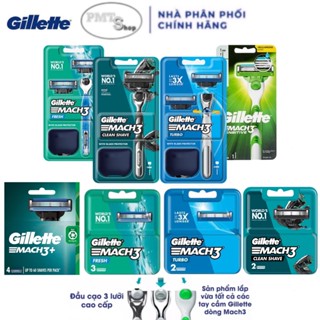 Dao Cạo Râu Gillette Mach 3 Turbo 3D Sensitive Mach3+ Clean Shave Bộ cán / Hộp Lưỡi Thay Thế Mach3 Fresh