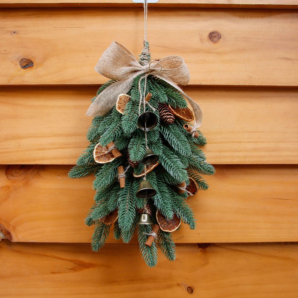 Chùm Lá Thông Vintage CT32 Trang Trí Noel Giáng Sinh Kèm Đèn