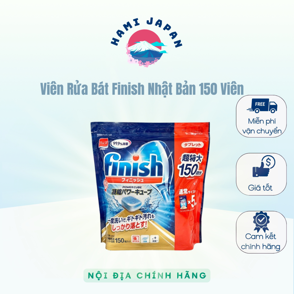 Viên Rửa Bát Finish Power Cube 150 Viên Nội Địa Nhật Bản