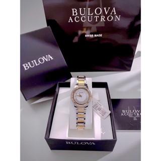 Đồng hồ nữ Bulova 98L245 Crystal Turnstyle Mother of Pearl Dial Two-tone Ladies Watch , Authentic, Luxury diamond watch