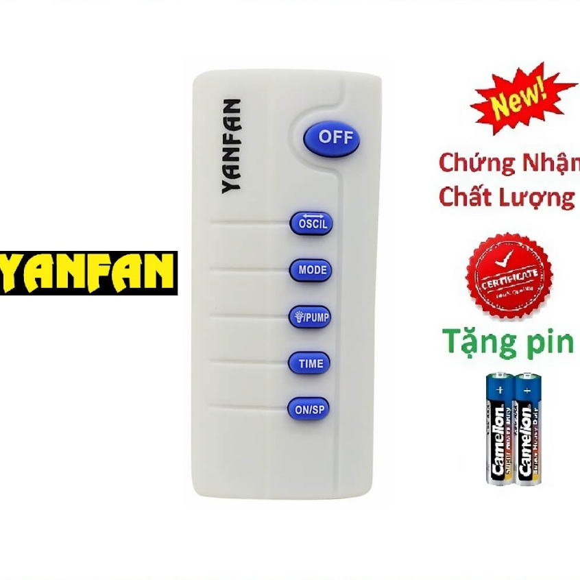 tay điều khiển remote từ xa quạt YANFAN-kèm pin-tay đầu bấm quạt YANFAN