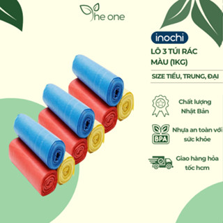 CÓ VAT- Lô 3 cuộn túi rác màu (1kg) túi đựng rác sinh học tự phân hủy, túi đựng rác có quai