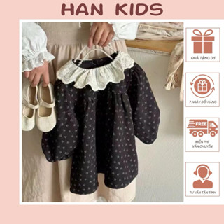 (Hàng Quảng Châu) Váy hoa nhí phối cổ ren phong cách Hàn Quốc cho bé gái (fom ngắn tăng size)