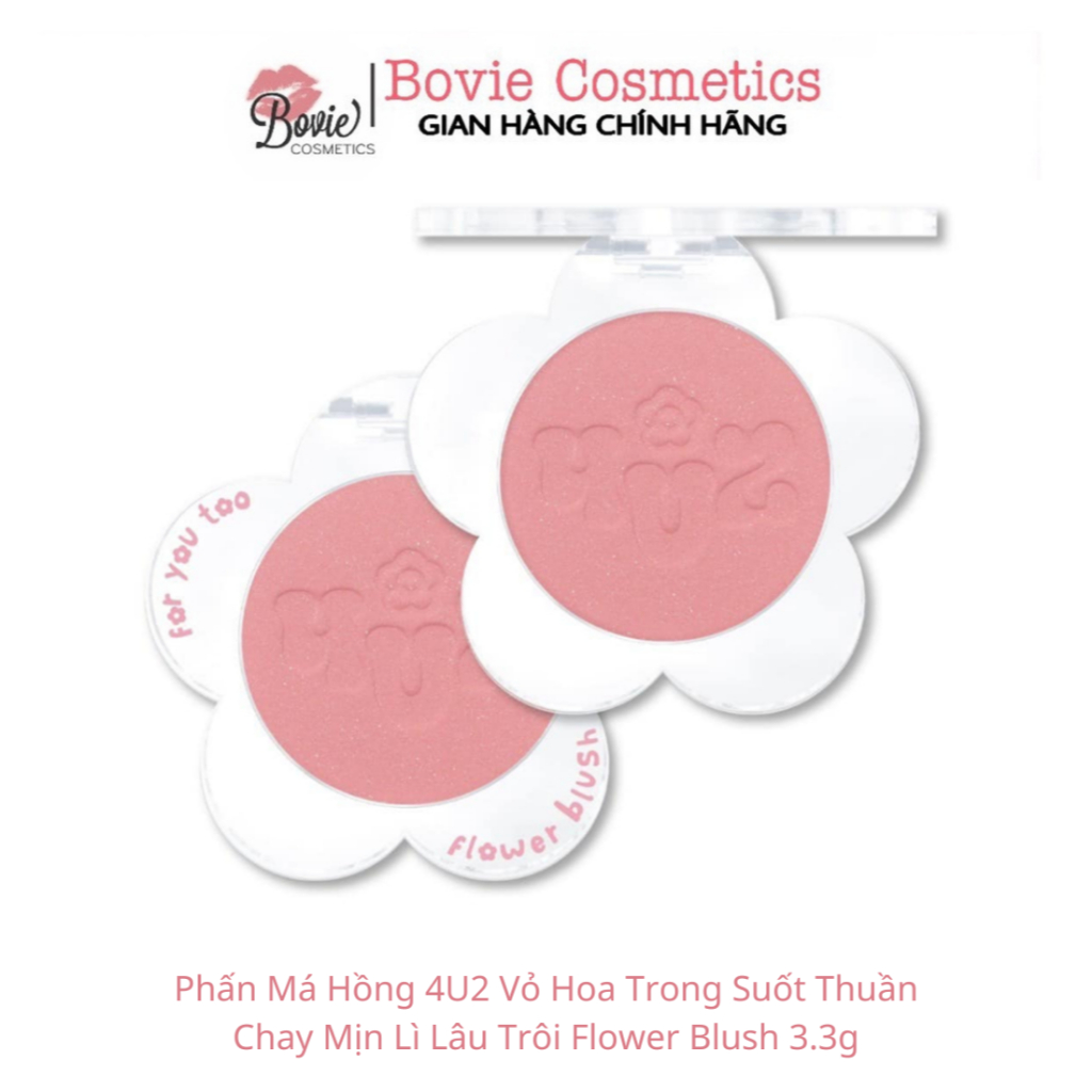 Phấn Má Hồng 4U2 Vỏ Hoa Trong Suốt Thuần Chay Mịn Lì Lâu Trôi Flower Blush 3.3g