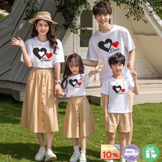 Áo gia đình Familylove - đồ gia đình họa tiết trái tim color Family đáng yêu chất liệu cotton
