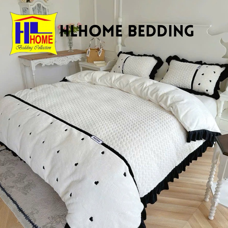 bộ chăn ga nỉ lông thỏ minmin cao cấp,hàng thiết kế họa tiết thêu dày dặn , mềm mịn bao chuẩn 1 HLHOME