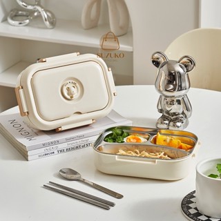 Hộp cơm 3 ngăn Inox 304 họa tiết Bear Blink, Hộp đựng cơm mang văn phòng giữ nhiệt tặng kèm muỗng đũa HC06