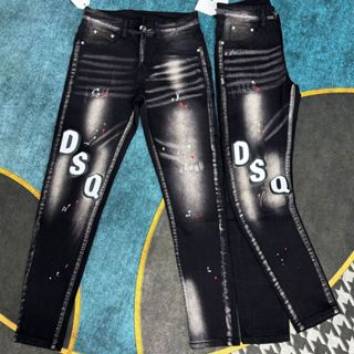  Quần jean nam DSQ đen phối vẩy sơn xịn in họa tiết chữ dsq co giãn phong cách thời trang hottrend 