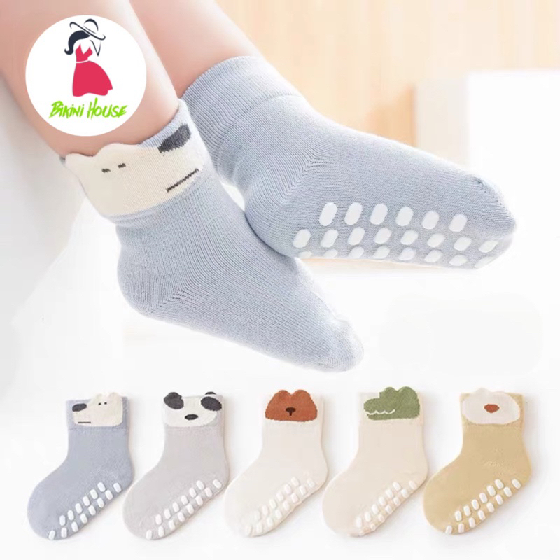 Set 5 Đôi Tất Vớ Chống Trơn Trượt Cho Bé Sơ Sinh Hình Mặt Thú Siêu Kute ss42 { T301 }