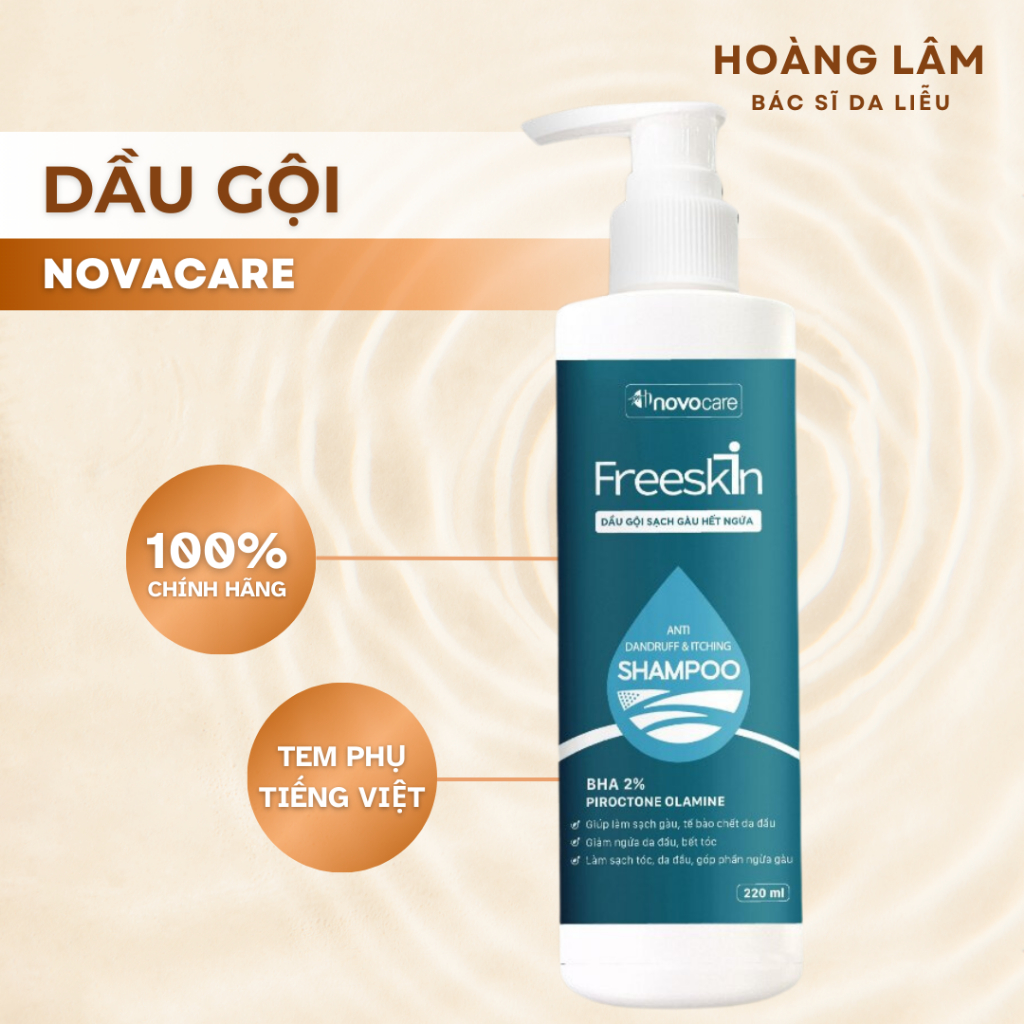 Dầu gội sạch gàu hết ngứa Novocare - Freeskin 220ml - Dr.Hoàng Lâm