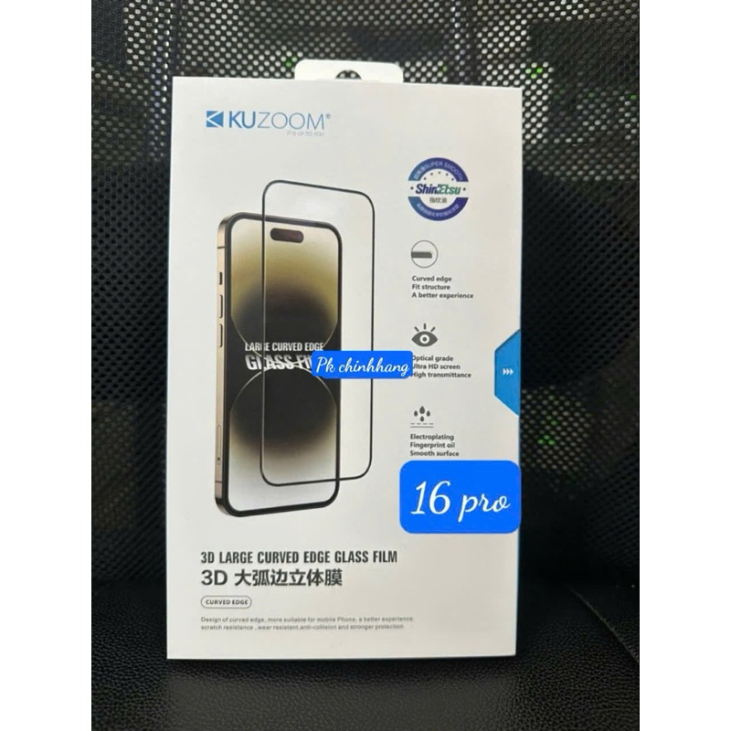Kính Cường Lực KUZOOM Cho Iphone 16 / 16 Pro / 16 Plus / 16 Promax