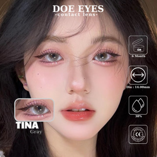 Kính áp tròng Doe Eyes Lens Tina Gray có cận 0 - 7 kèm khay dụng cụ